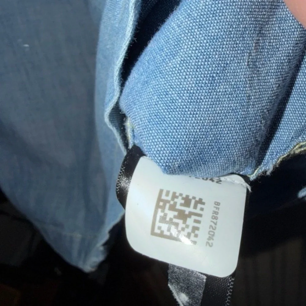The‎ North Face Zip Up Chambray Shirt Mens Large Blue Lightweight Cotton